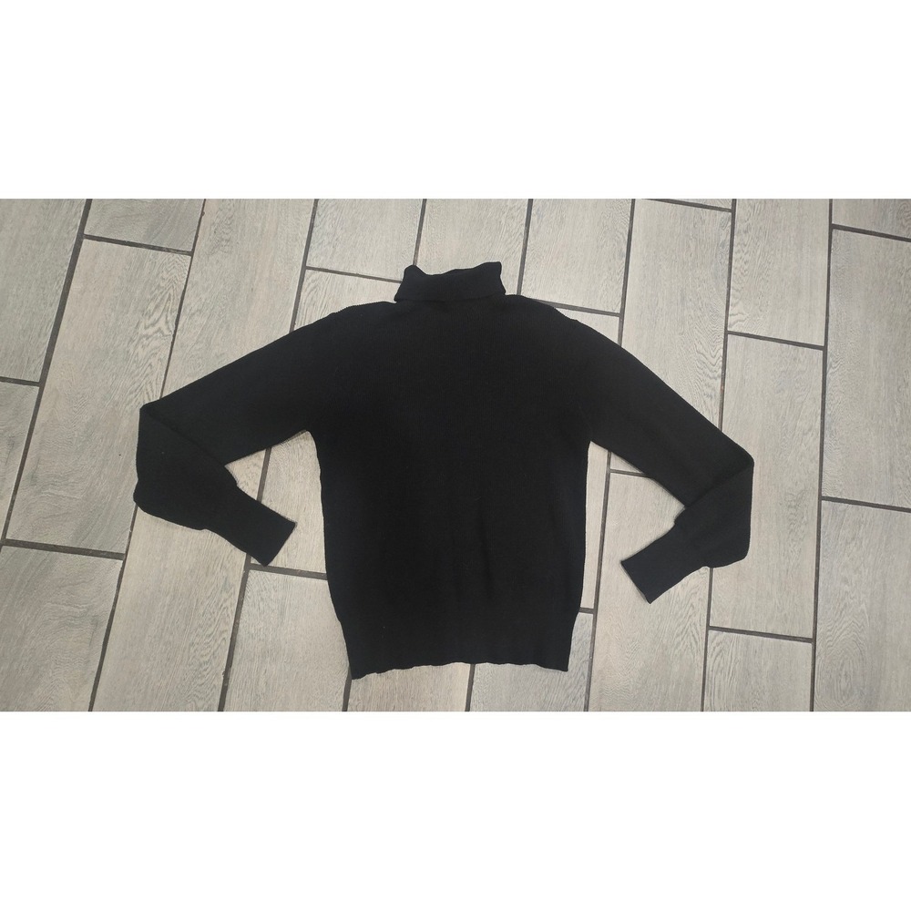 ATA Cotton/Cashmere blend Ribbed Turtleneck Sweater Black Designed in Israel-S